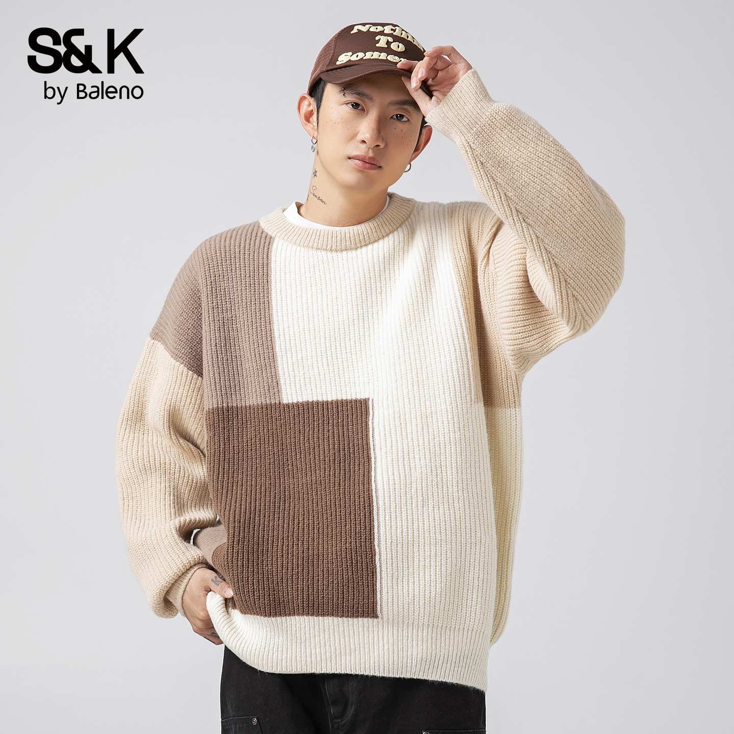 班尼路SK潮牌宽松情侣装毛衣