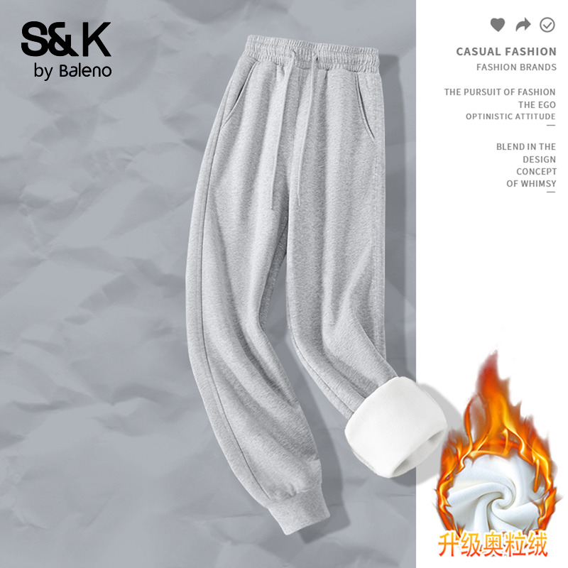 班尼路S&K系列奥粒绒收脚运动裤女2025新款冬季高腰显瘦百搭卫裤Q