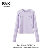 班尼路S&K紫色速干长袖 t恤女2026春夏新款 户外跑步登山运动上衣H