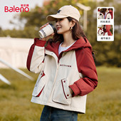 班尼路秋冬外套女新款 工装 服户外防风防水运动登山服夹克上衣J