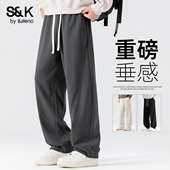 班尼路S&K中灰色运动裤 大学生休闲显瘦重磅加绒休闲裤 子男款 春季
