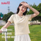 班尼路杏色短袖 圆领上衣女N 半袖 T恤女春夏新款 小个子宽松休闲短款