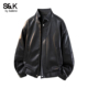 复古风立领皮夹克男士 春季 款 班尼路SK美式 痞帅时尚 百搭机车外套YS