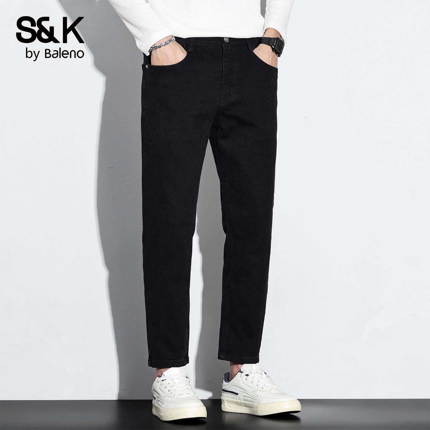 班尼路SK男士修身小脚牛仔裤秋冬