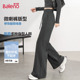 女阔腿休闲运动裤 班尼路深灰色直筒微喇裤 垂感长裤 新款 子Q 女秋季