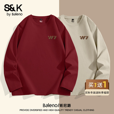 班尼路S&K系列纯棉长袖t恤男