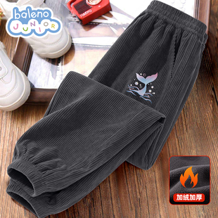 班尼路女童裤子儿童灯芯绒加绒加厚一体绒长裤2025新款女孩棉裤P