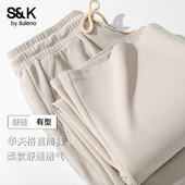 子男款 直筒裤 浅色休闲重磅男士 班尼路S&K裤 短裤 夏季 男华夫格长裤