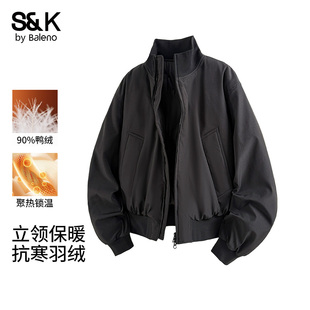 加绒厚棒球夹克外套男款 班尼路美式 2025新款 冬季 立领羽绒服男士