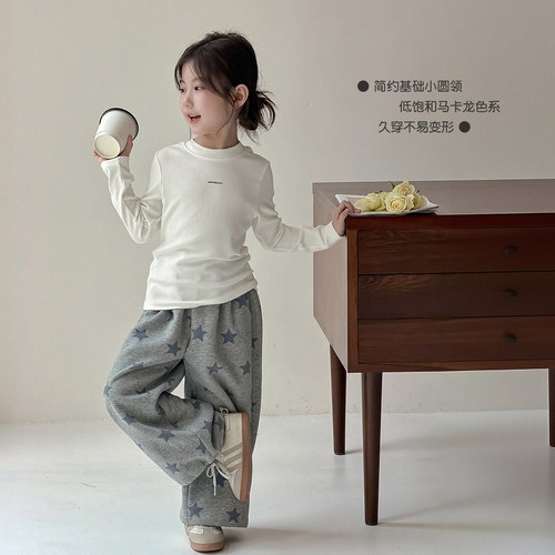 女童打底衫秋装2026新款宝宝秋季纯色长袖T恤儿童百搭休闲上衣服