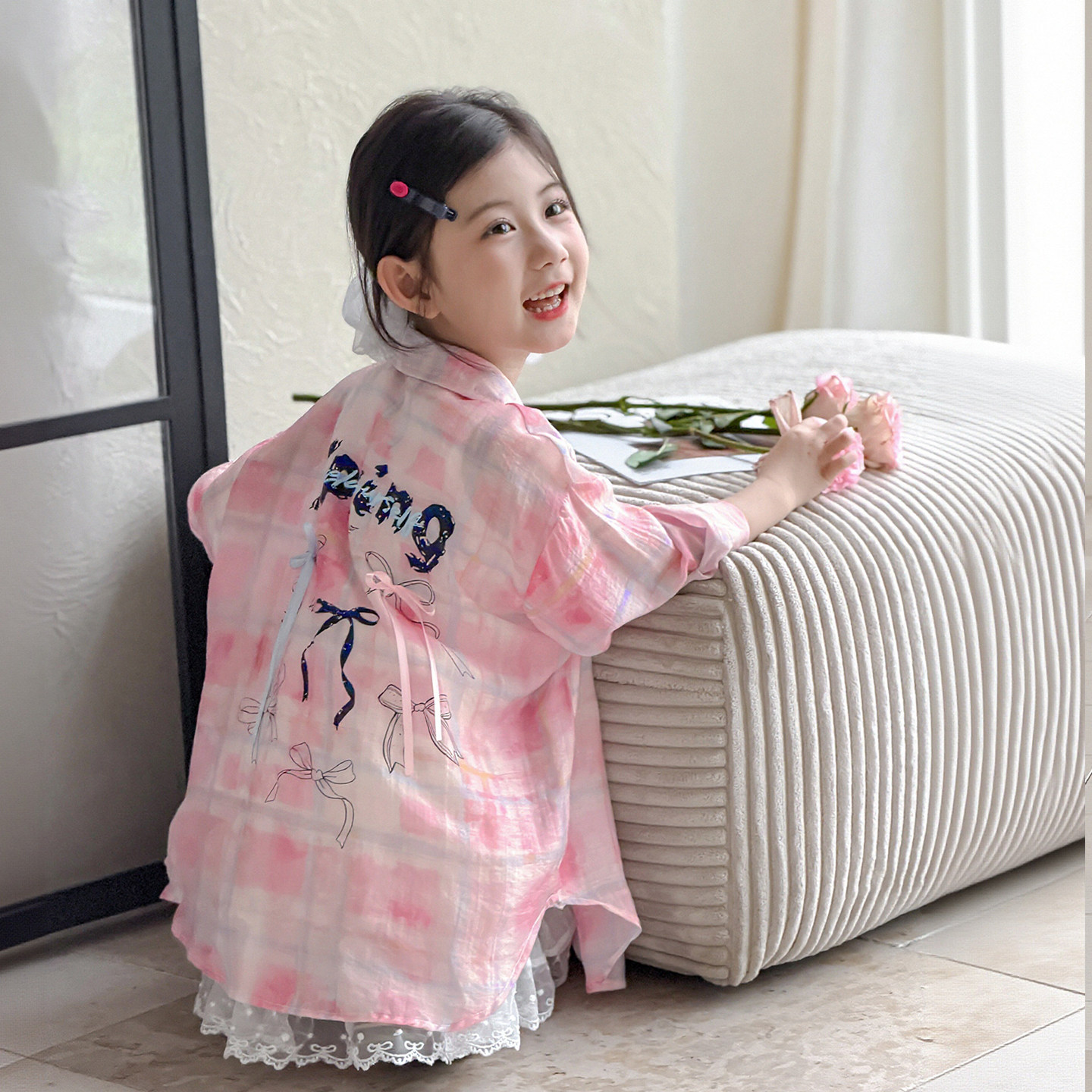 女童外套夏季薄款2026新款女孩夏季超漂亮轻薄防晒衣儿童衬衫上衣图片