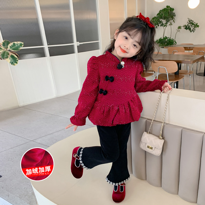 女童冬装套装儿童2026新款过年喜庆服装拜年服时髦加绒加厚两件套,童装/婴儿装/亲子装,唐装,淘宝优惠券,粉丝福利购,淘宝优惠卷