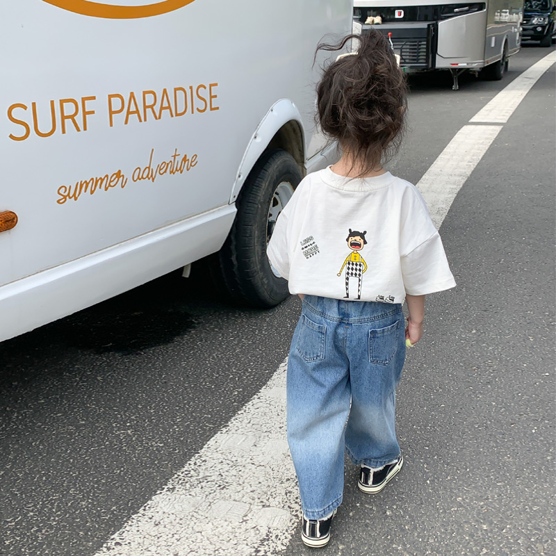 女童短袖t恤夏季2025新款儿童洋气印花上衣小童体恤儿童装夏装女