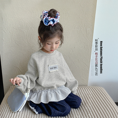 女童卫衣春装2026新款洋气女宝童装女孩衣服儿童花边流行时髦上衣