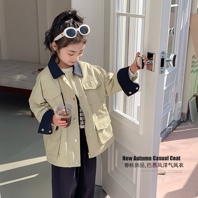 女童春装外套韩范夹克工装上衣