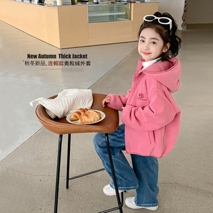女童外套春秋款2026新款儿童冬季加绒上衣洋气女孩奥粒绒春装卫衣