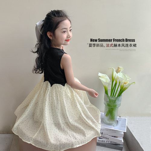 女童春夏装连衣裙女孩拼接背心裙