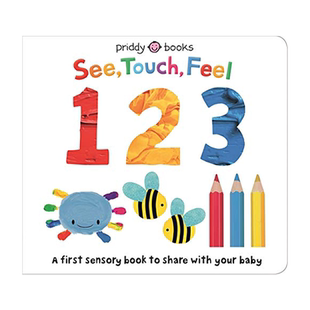 【现货】【翰德原版】【First Sensory Book】See Touch Feel 123，【感官认知书】观看/触摸/感受： 儿童趣味 Priddy Books