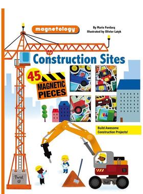 【预售】【Magnetology】Construction Sites 【磁铁书】建筑工地 英文进口原版儿童趣味图书 Marie Fordacq and Olivier Latyk6-