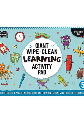 【预售】拭式学习活动垫：5岁以上5+ Giant Wipe-Clean Learning Activity Pad英文进口原版儿童图书3-6岁自然拼读Autumn Publish