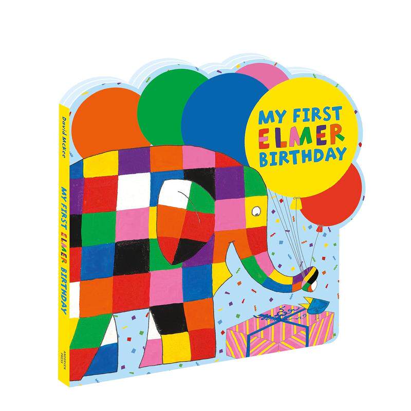 【预售】花格子大象艾玛 异形纸板书 My First Elmer Birthday 英文进口原版儿童绘本Andersen Press外文正版图书