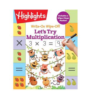【预售】书写擦除 让我们尝试乘法 Write-On Wipe-Off Let's Try Multiplication 英文进口原版儿童趣味图书Highlights Learning