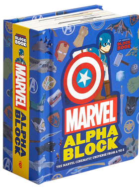 【现货】Marvel Alphablock 漫威英雄 字母块：漫威电影 宇宙从A到Z 儿童趣味识字 纸板书 英文原版图书籍正版 立体书 儿童英语启