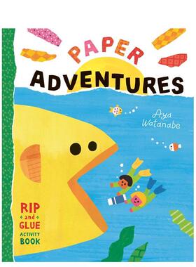 【现货】纸上冒险 填色贴纸活动书Paper Adventures : A Rip-and-Glue Activity Book英文进口原版儿童趣味图书3-6岁Aya Watanabe