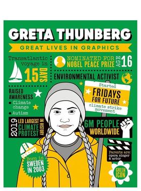 【现货】【图像传记】格蕾塔·通贝里 【Great Lives in Graphics】Greta Thunberg 进口原版英文儿童绘本9岁-12岁Button Books外