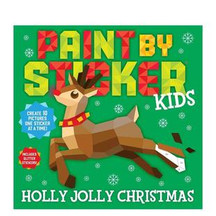 Workman外文 PUBLISHING Christmas 预售 Paint 儿童贴纸绘画：圣诞节快乐 Kids Sticker WORKMAN Holly 英文贴纸书 Jolly