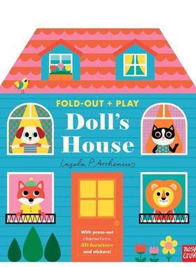 【预售】娃娃屋：立体折叠书（含可拼搭家具模型+贴纸） Fold-Out + Play: Doll's House 英文进口原版儿童立体Ingela P Arrhenius
