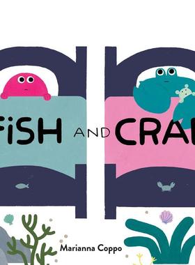 【预售】【意大利插画师Marianna Coppo】鱼和螃蟹Fish and Crab英文进口原版儿童绘本图书3-6岁 人际关系Marianna Coppo