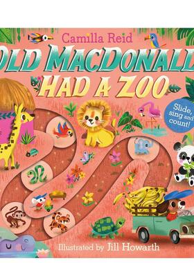 【现货】【滑轨歌谣计数书】麦克唐纳有个动物园 【Slide and Count】Old Macdonald had a Zoo 英文进口原版儿童趣味图书Camilla