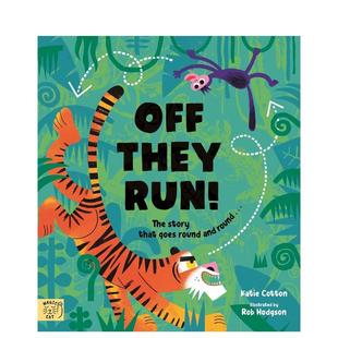 Cotton Hodgson ：一个永不完结 Run英文进口原版 儿童趣味图书3 They 他们跑了 故事Off Rob 6岁Katie 现货