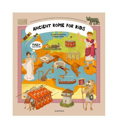【现货】【揭秘历史】给孩子的古罗马之书 含6幅互动折叠地图【Unfolding the Past】Ancient Rome for Kids英文进口原版儿童绘本