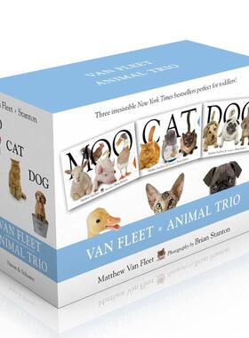 【预售】【Matthew Van Fleet】动物 触摸操作纸板书3册套装Van Fleet Animal Trio (Boxed Set)英文进口原版儿童图书3-6岁立体书