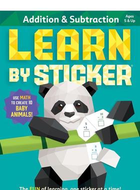 【预售】通过贴纸 学习加法和减法 Learn by Sticker: Addition and Subtraction 英文进口原版儿童百科绘本图书Workman Publishi
