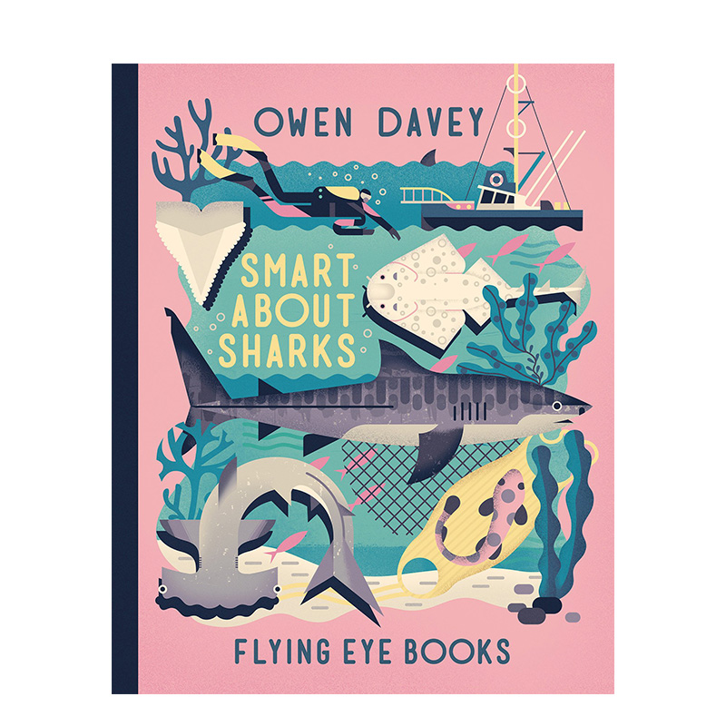 【现货】【插画师Owen Davey】Smart About Sharks聪明的鲨鱼儿童艺术绘本