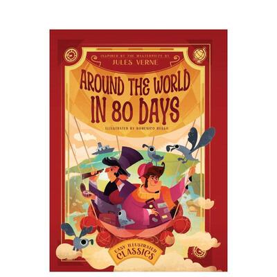 【现货】80天环游世界 Around the World in 80 Days 英文进口原版儿童绘本Domenico Russo外文图书籍