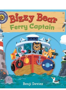 【预售】【小熊很忙】渡轮船长 手指滑滑乐机关书Bizzy Bear: Ferry Captain英文进口原版儿童趣味图书Benji Davies1-3岁