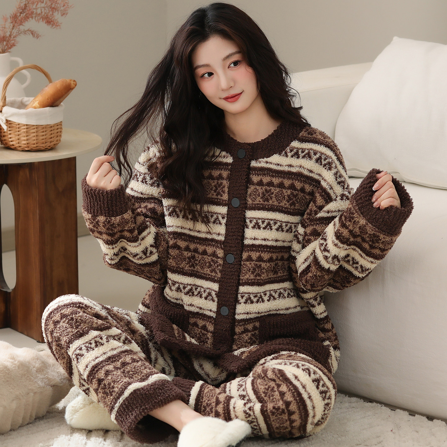 睡衣女秋冬款冬季珊瑚绒家居服法兰绒加厚款冬天大码加绒保暖套装,女士内衣/男士内衣/家居服,睡衣/家居服套装,淘宝优惠券,粉丝福利购,淘宝优惠卷