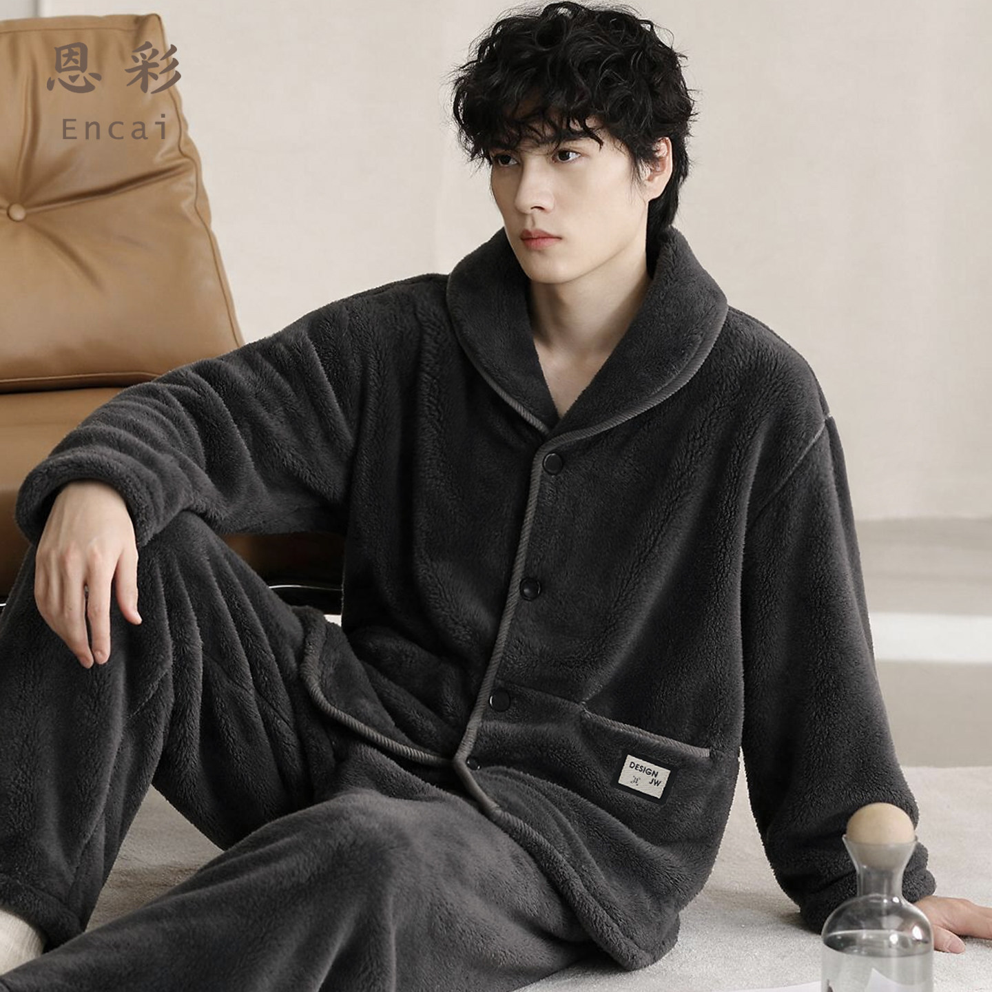 新品睡衣男士秋冬款冬季珊瑚绒加厚加绒保暖法兰绒家居服大码套装