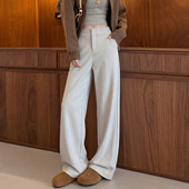裤 阔腿裤 子 春秋老钱风垂坠感休闲小个子窄版 直筒西装 女裤 新款