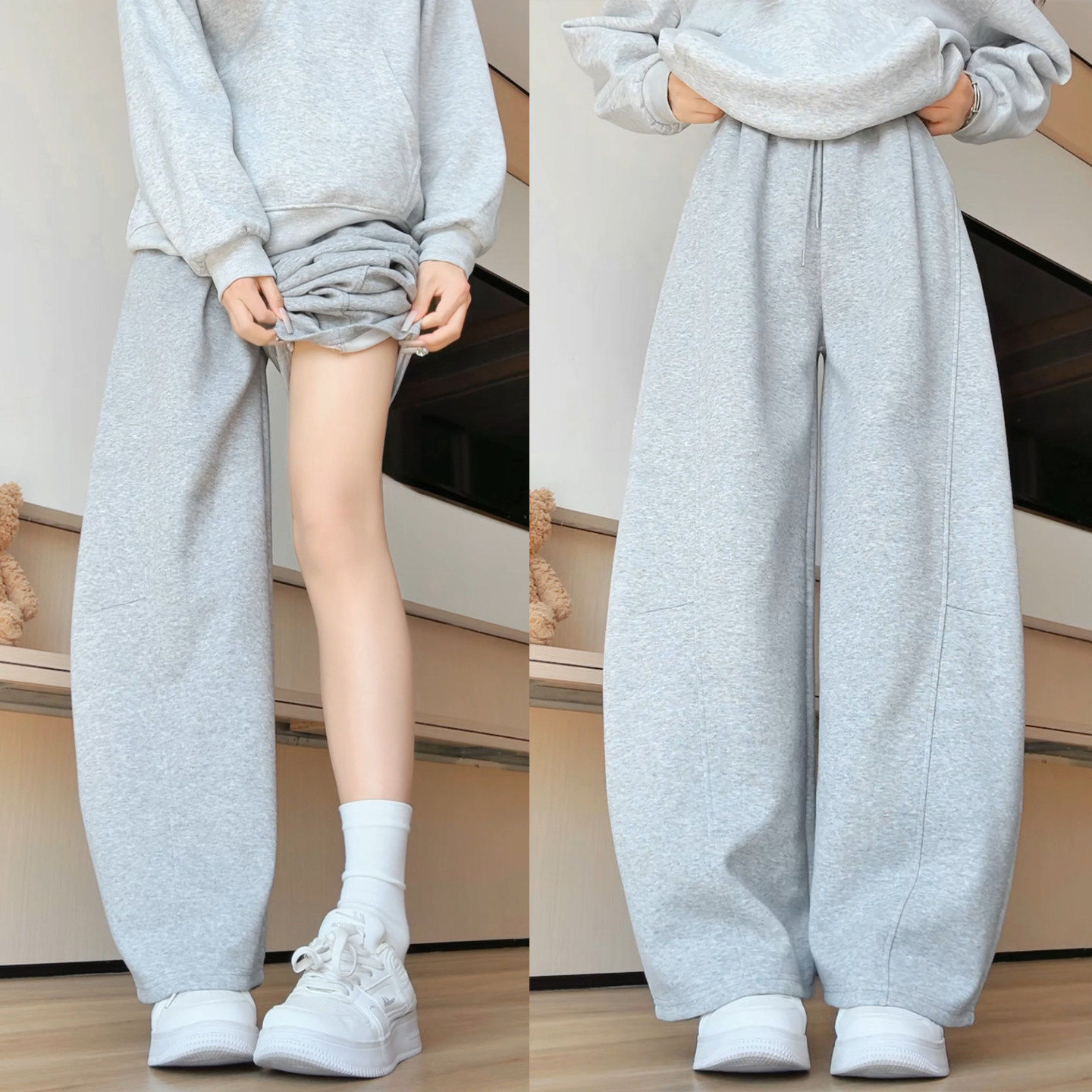 美式加绒弯刀裤女新款春秋季镰刀裤阔腿卫裤小个子香蕉运动裤,女装/女士精品,休闲裤,淘宝优惠券,粉丝福利购,淘宝优惠卷