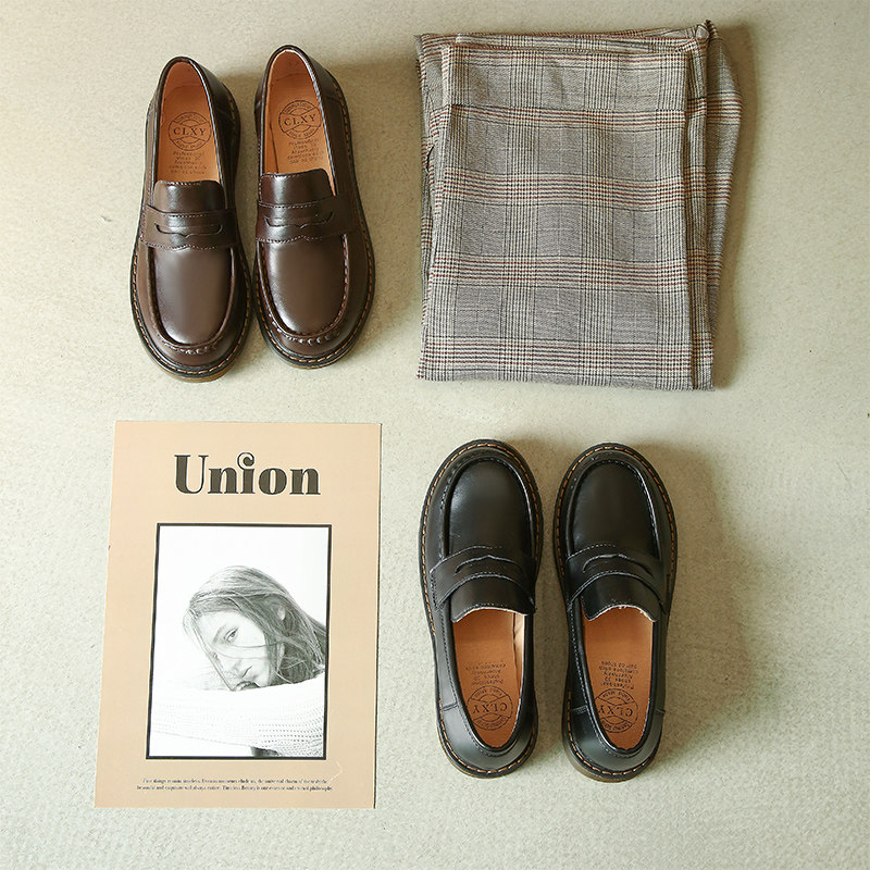 日系jk小皮鞋女2021年秋冬季新款百搭複古英倫風平底配裙子的單鞋在類目 女鞋, 低幫鞋中 - 來自Buy2taobao.com提供專業的淘寶代購服務