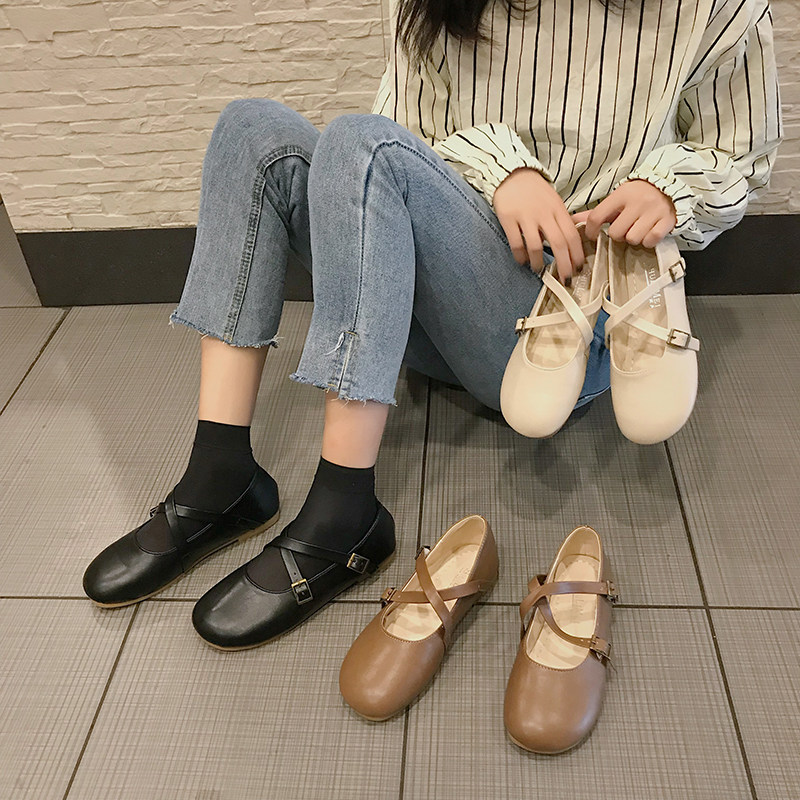 日系软妹浅口单鞋女2020春季新款百搭娃娃鞋森系复古平底玛丽珍鞋在类目 女鞋, 低帮鞋中 - 来自Buy2taobao.com提供专业的淘宝代购服务