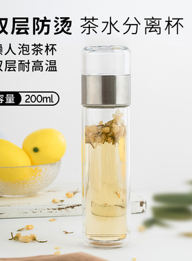 丹麦Poselect茶水分离泡茶杯双层玻璃杯女士便携随身杯花茶高颜值