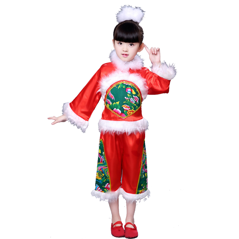 男女儿童元旦春节喜庆灯笼开门红秧歌幼儿打鼓民族舞蹈表演出服装
