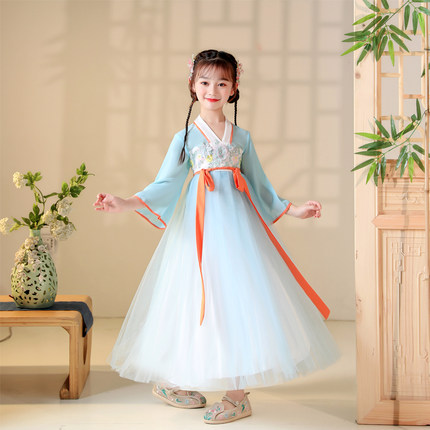 儿童汉服女童春秋中国古风连衣裙小女孩古装秋装超仙唐装夏季襦裙