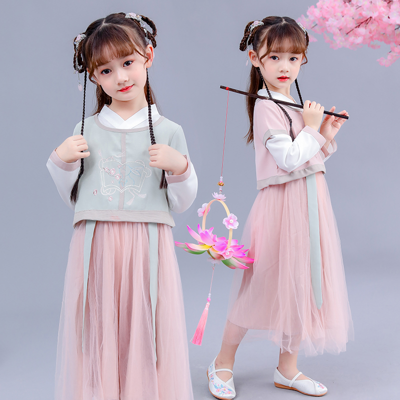 儿童秋装汉服裙新款2019唐装齐胸刺绣襦裙复古改良女童连衣裙套装在类目 童装/婴儿装/亲子装, 儿童旗袍/唐装/民族服装, 唐装中 - 来自Buy2taobao.com提供专业的淘宝代购服务
